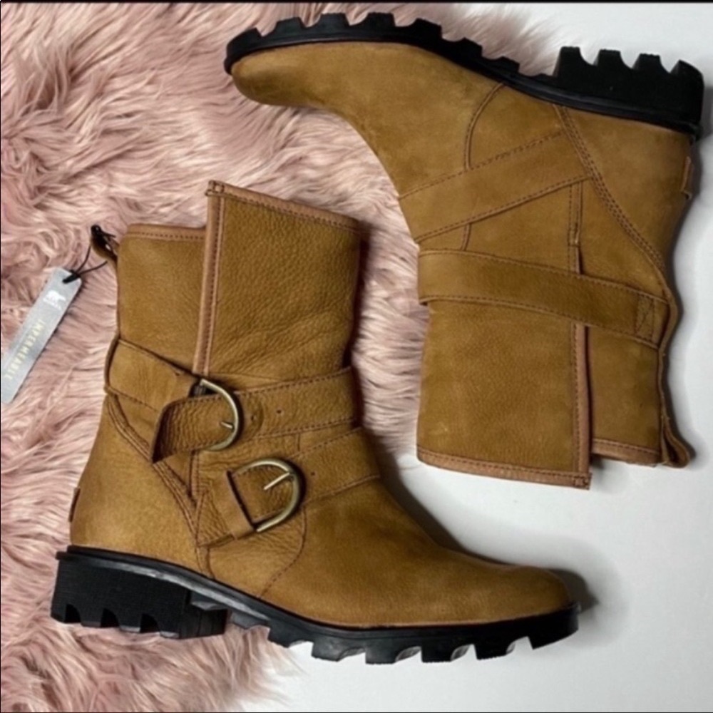 Sorel Phoenix Moto Cozy Boot Camel Brown Size 6,5
